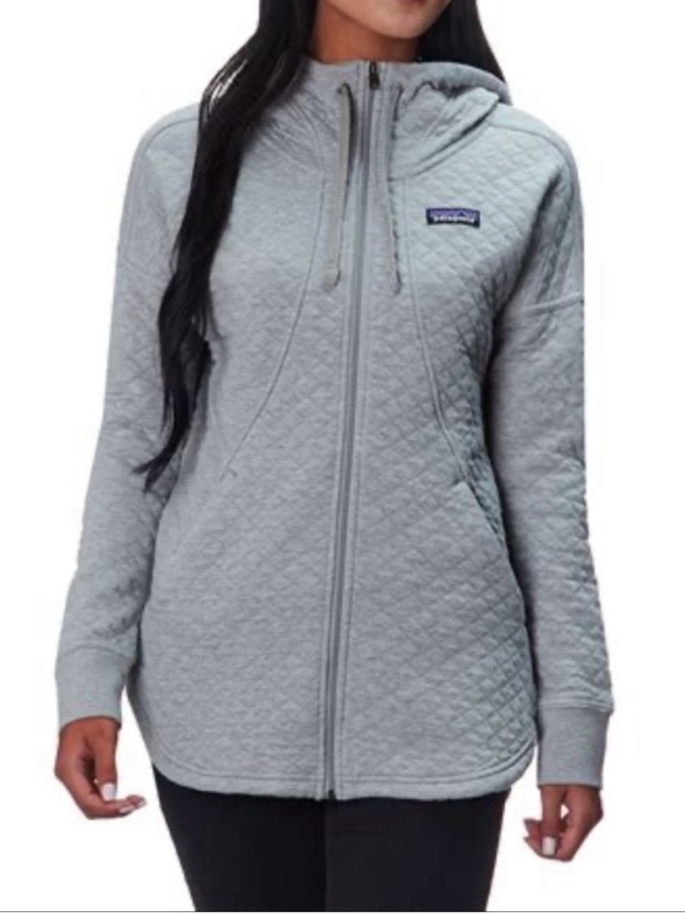 Patagonic Women Organic Cotton Quilt Zip Hoodie EUC